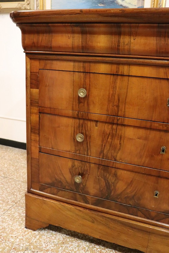 Image 1 of Cómoda antigua de nogal, restaurada, Italia, siglo XIX