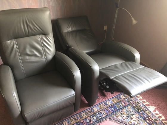 2 fauteuils inclinables à réglage électrique – Fauteuils de relaxation, Leather (photo 6 of 8)