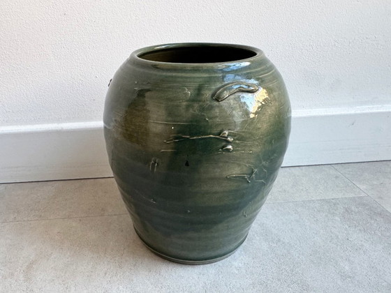Image 1 of Vintage Groene Studio Keramiek Vaas