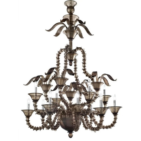 Image 1 of Stunning Modern Smoked-Fumè “Ca’ Rezzonico” Murano Glass Chandelier