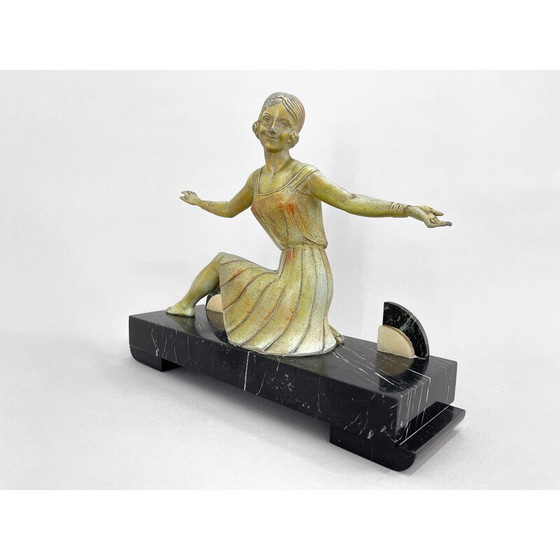 Image 1 of Art Deco vintage beeld van een danseres door Molins