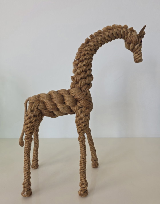 Image 1 of Scandinavian vintage rope animal giraffe by Jørgen Bloch in collaboration with Kaj Bojesen