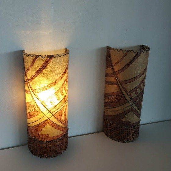 Image 1 of Lampada da parete unica in Washi/Rattan