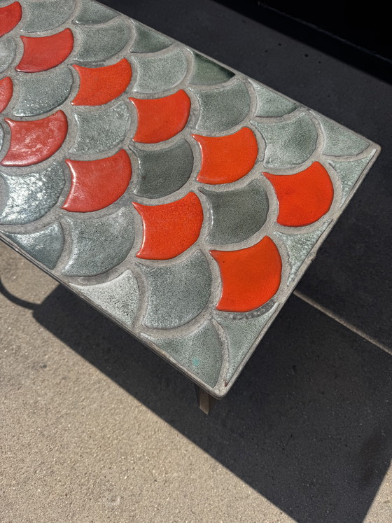 Image 1 of 1950s ceramic coffee table with scale pattern