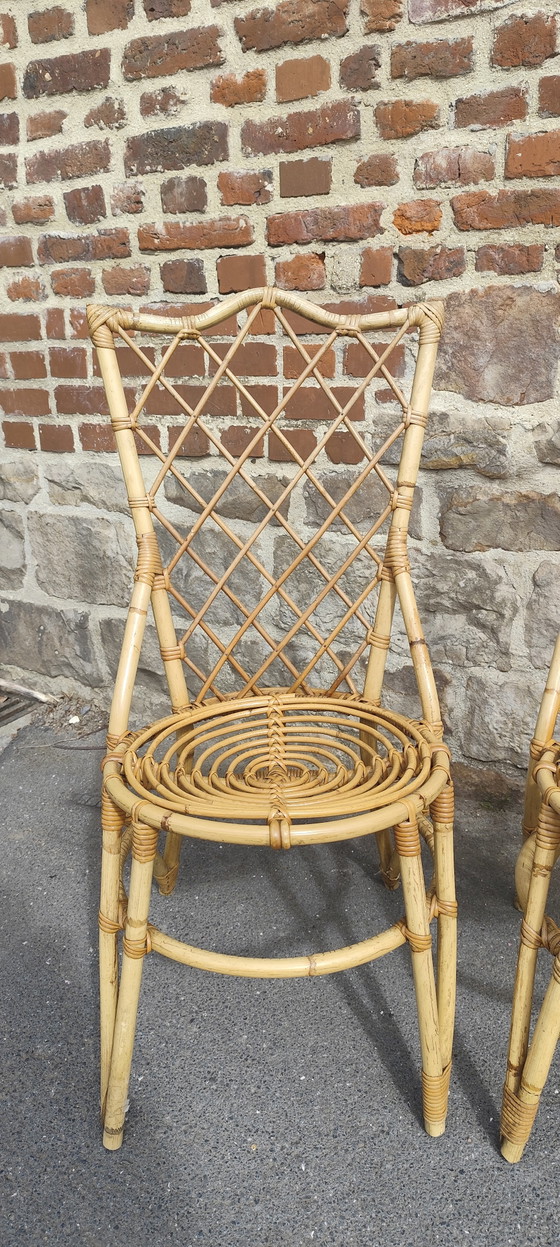 Image 1 of Set di 4 sedie in rattan Louis Sognot
