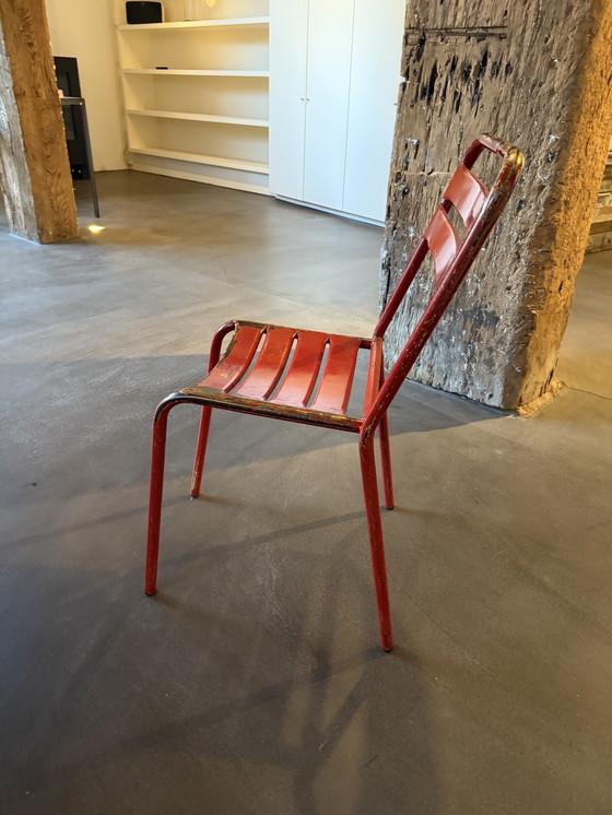 Image 1 of 4 Red 1950's French Cafe Chairs