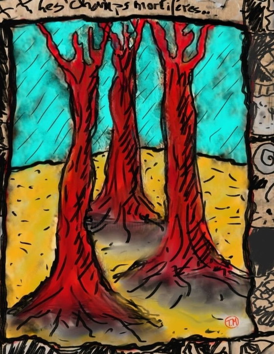 Die roten Bäume, Kunst, Papier, Beige (Foto 3 von 6)