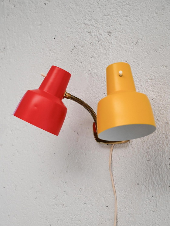 Image 1 of 1960s Scandinavian Two-Arm Wall Lamp in Metal