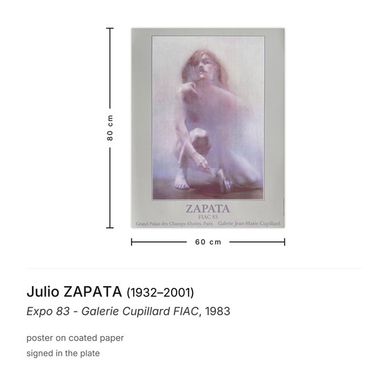 Image 1 of Julio ZAPATA Expo 83 - Galerie Cupillard FIAC poster 1983