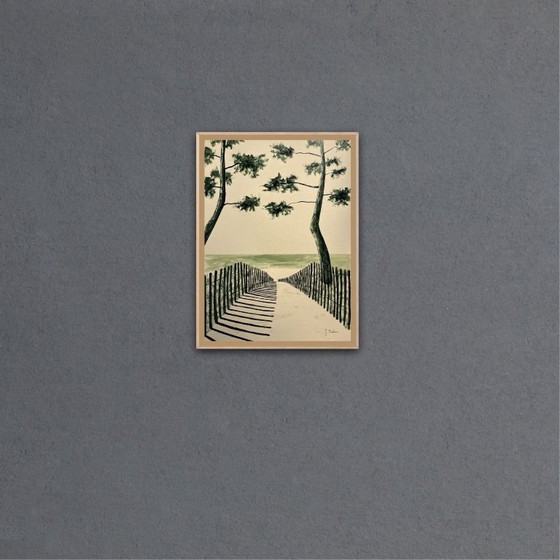 Image 1 of Inchiostro verde oliva su carta naturale da 250 g. Dimensioni 40x30 cm.