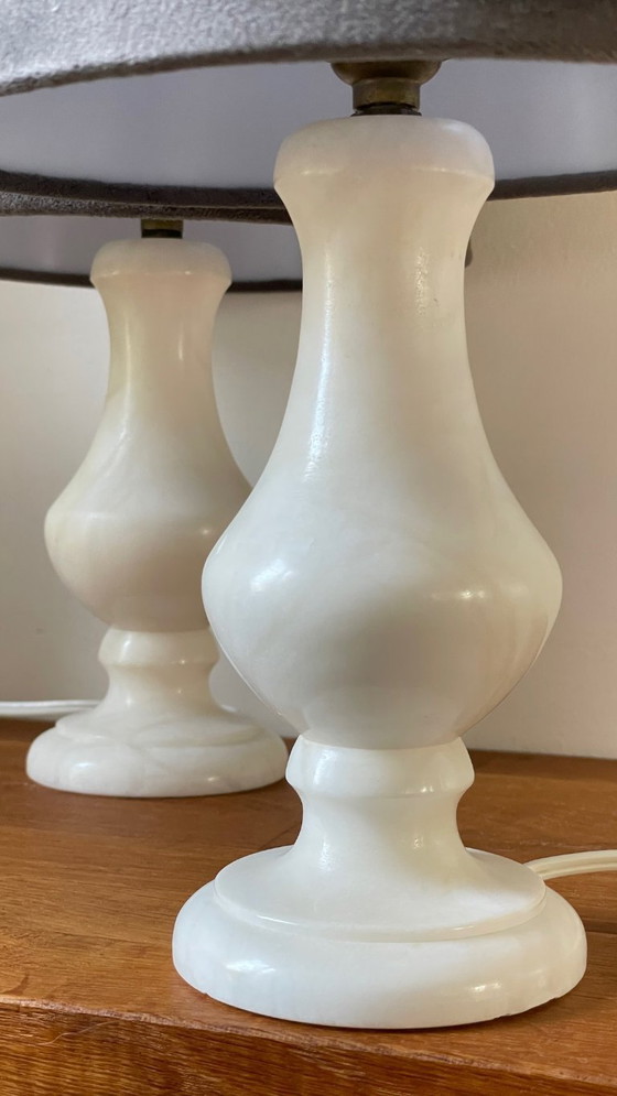 Image 1 of Pair of Vintage Alabaster Lamps