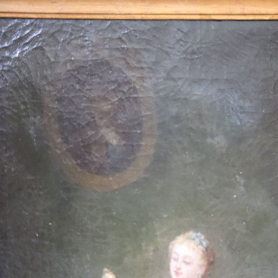 Image 1 of Scene Between Girls, Oil Painting on Canvas, Italy 19th Century