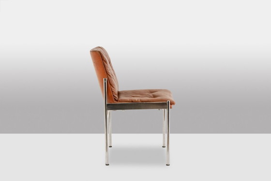 Image 1 of Set aus 6 Stühlen aus Leder und verchromtem Metall, 1970er Jahre