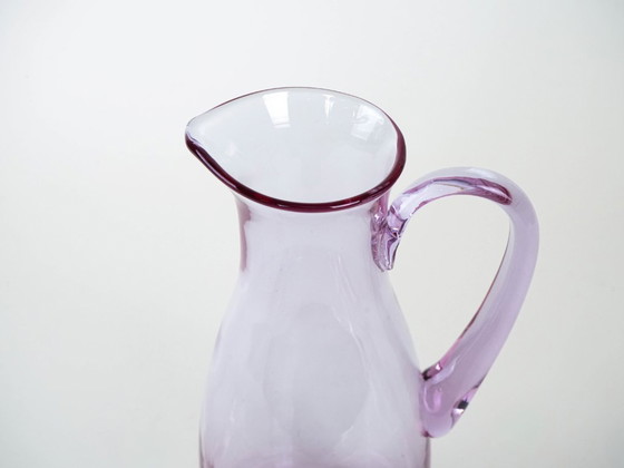 Image 1 of Carafe en verre rose, design italien, années 1970, fabriquée en Italie
