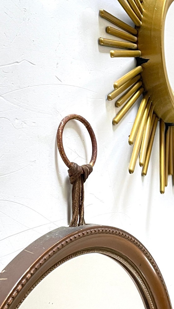 Image 1 of Vintage gouden spiegels met zonnestralenmotief