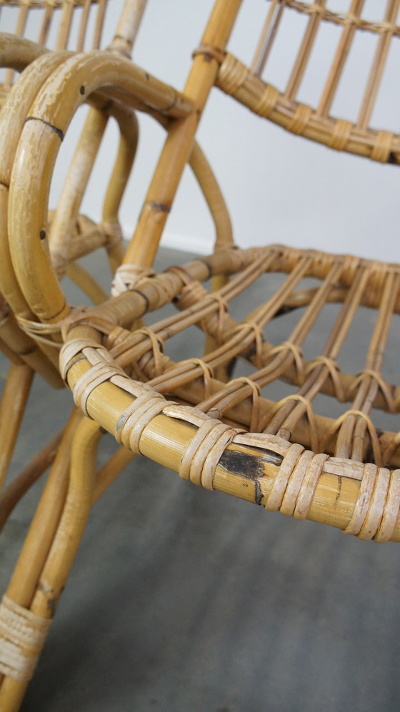 Image 1 of 4 X Rotan Dining/ Lounge Chair Met Armleuningen