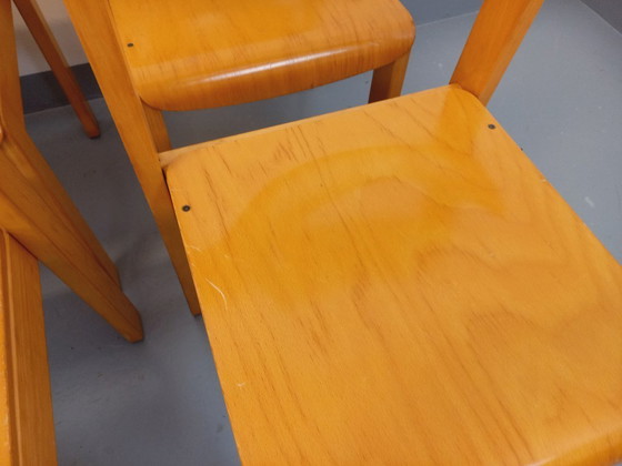 Image 1 of Set of 6 minimalist vintage beechwood chairs from the 70s and 80s