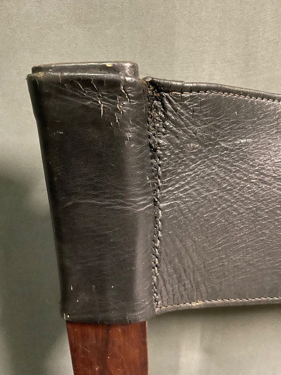 Image 1 of SET VON 6 GUNTHER HOFFSTEAD LEATHER, ROSEWOOD CHAIRS FOR UNIFLEX 1960's.