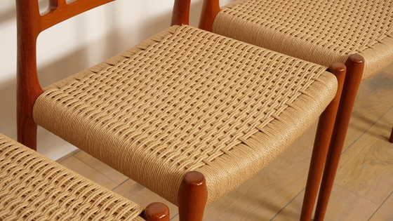 Image 1 of 6 sedie da pranzo Niels Otto Møller | Modello 83 | Papercord | Teak