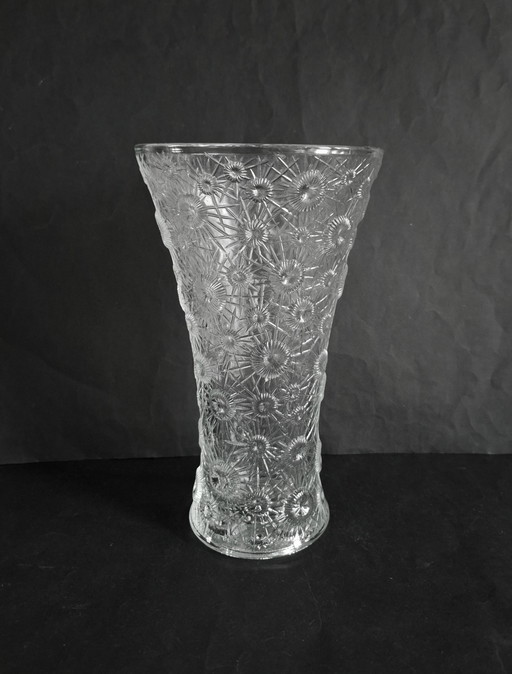 Jiŕi Ŕepásek Slo Union hoge kristallen Space Age design vaas. Type Atomic Starburst 1970.