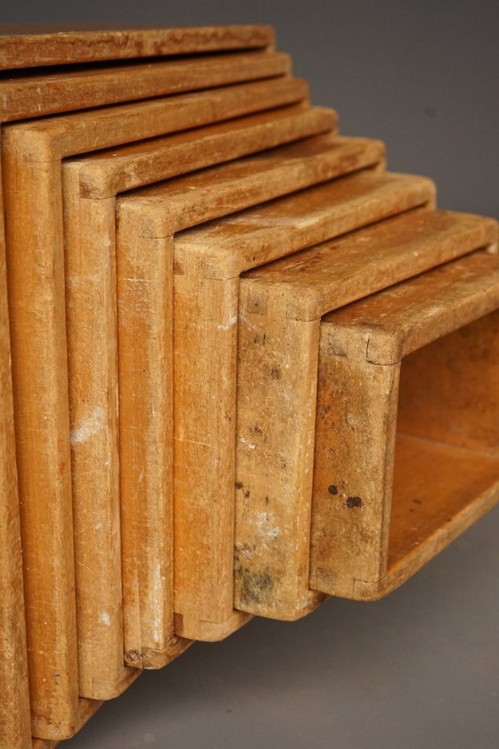 Image 1 of Blocs de construction en bois pour enfants, ensemble de 8, années 1950