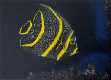 Peinture acrylique poisson/océan 13X18 Cm