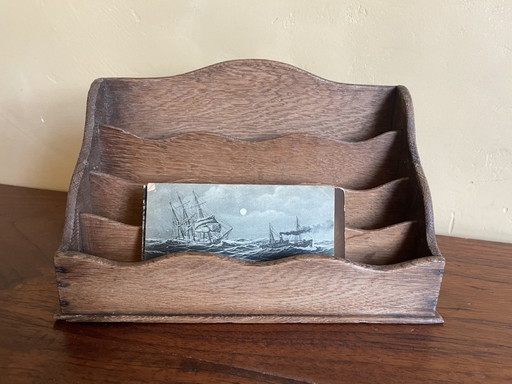 Mailbox Letter Tray Desk Oak Art Deco 1930s French