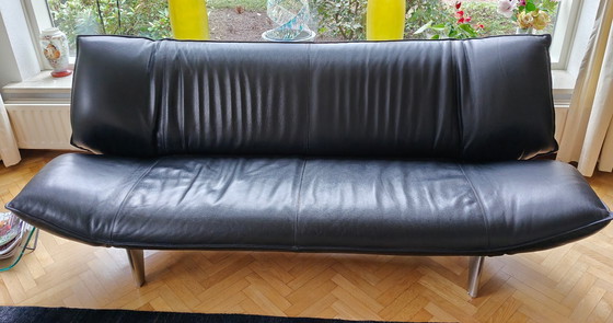 Image 1 of Sofá 3 plazas LEOLUX Tango, piel Senso negra, sin daños, sin arañazos, etc.