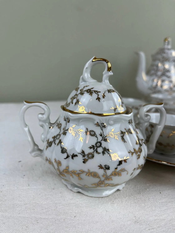 Servizio da caffè antico in porcellana fine dorata – per 6 persone – Vintage – Stoviglie, Porcelain, Gold (photo 9 of 16)