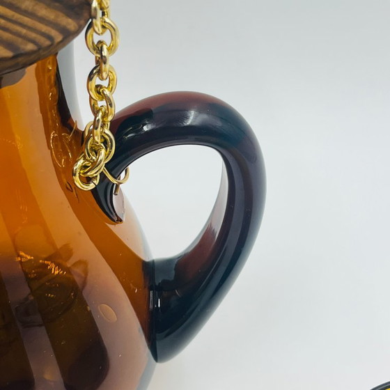 Vintage Sangria Set in Amber Glass and Wood – Glass & Decanter (photo 9 of 13)