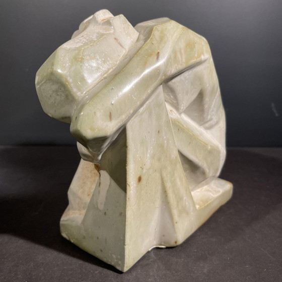 Grande Sculptures en grès salé cuit d'une femme nue endormie par Angelo Hecq pour Roger Guerin, 1930 (photo 4 of 16)