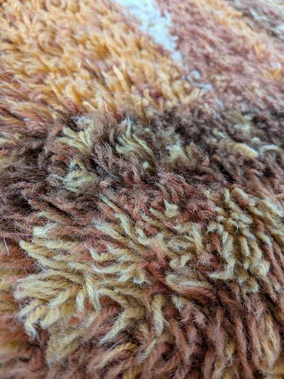 Image 1 of Grande tappeto scandinavo vintage in stile Rya – Motivi geometrici vivaci in stile Space Age – 160x220