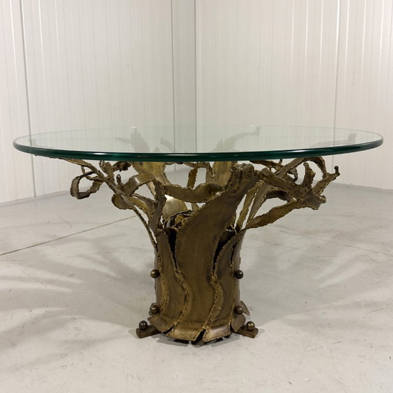 Image 1 of Table basse brutaliste illuminée en laiton foncé, années 1960