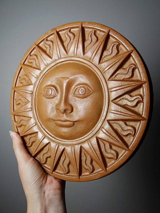 Piatto da Parete Sole Antropomorfo in Terracotta Patinata, Italia Vintage 1996 – Decorazioni murali, Ceramic (photo 6 of 12)