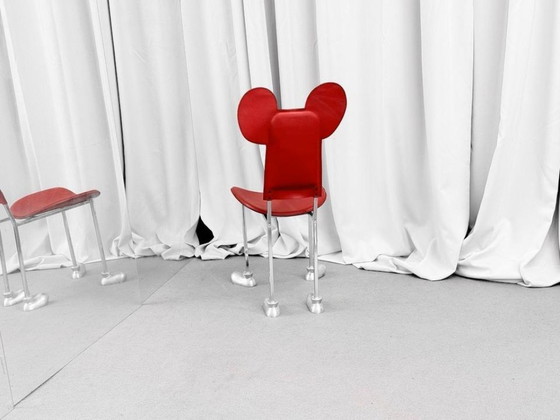 1/1 Javier Mariscal Akaba Garriris Chair Red Leather 1987 – Chairs and lounge chairs, Metal (photo 2 of 10)