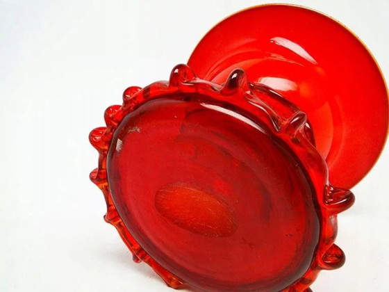 Ciotola Postmoderna su Supporto di Cracow Glassworks, Polonia, anni '70, Ciotole, Vetro, Rosso (foto 13 di 15)