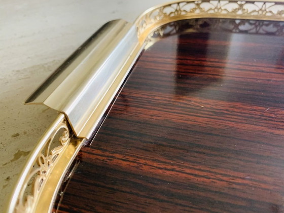Image 1 of Vintage Italian Formica and Gilted Brass Serving Tray, 1950s