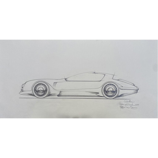 Vintage-Zeichnung "Zurück ins Nichts" von André Ferrand für Cadillac