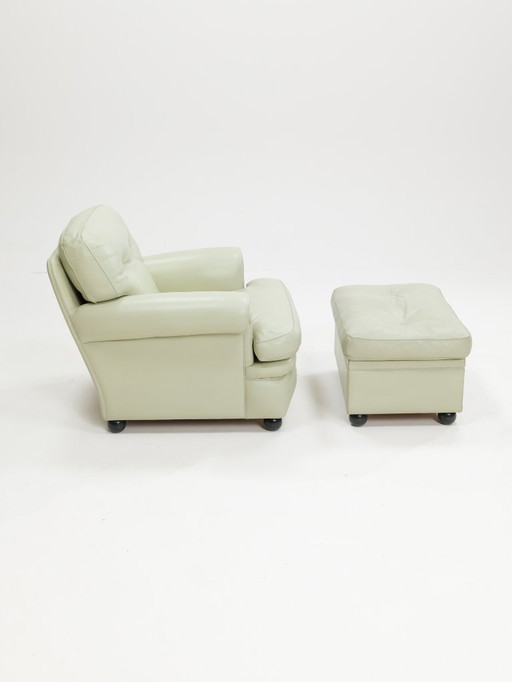 Poltrona Frau 'Dream B' Armchair and Ottoman,Italy,1980s