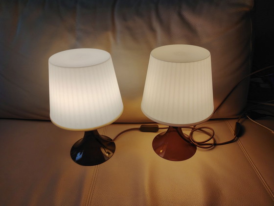 2x Lampade da tavolo IKEA Lampan Vintage / Retrò Design Öjerstam / Elebäck, Versione Rara (Ambra / Marrone). (foto 2 di 13)