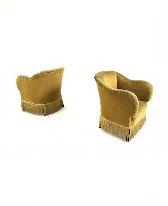 Image 1 of Set di 2 poltrone vintage in velluto degli anni '60.