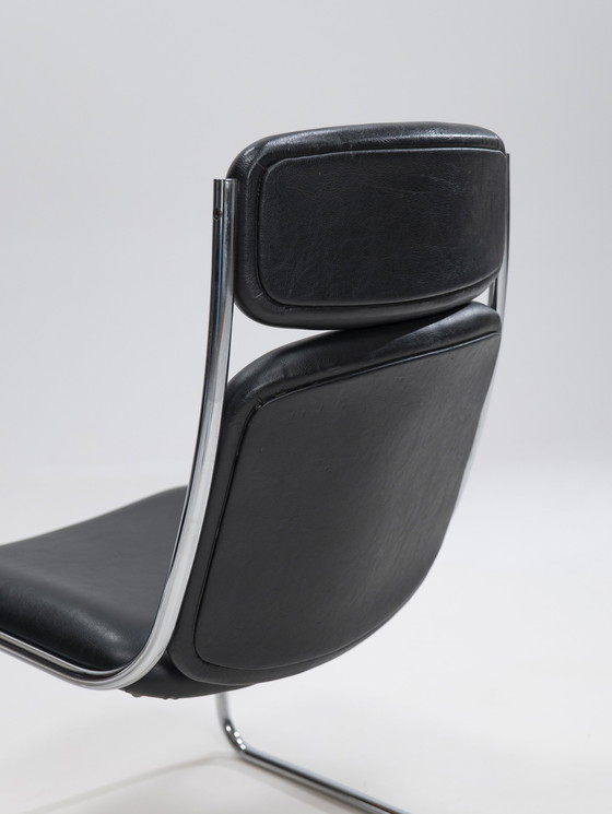 Image 1 of 2x Freischwinger Lederstühle von Mauser Werke Waldeck, Westdeutschland, 1950er Jahre