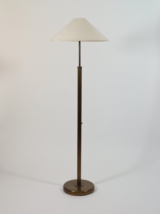 Image 1 of Lampada da terra vintage in ottone, decorazione a colonna