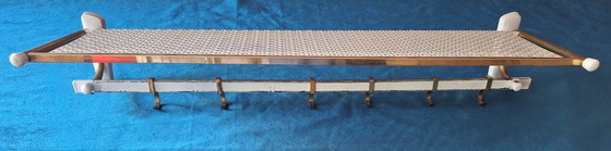 Image 1 of Appendiabiti e cappelliera in ottone e metallo perforato secondo Mategot, anni '60