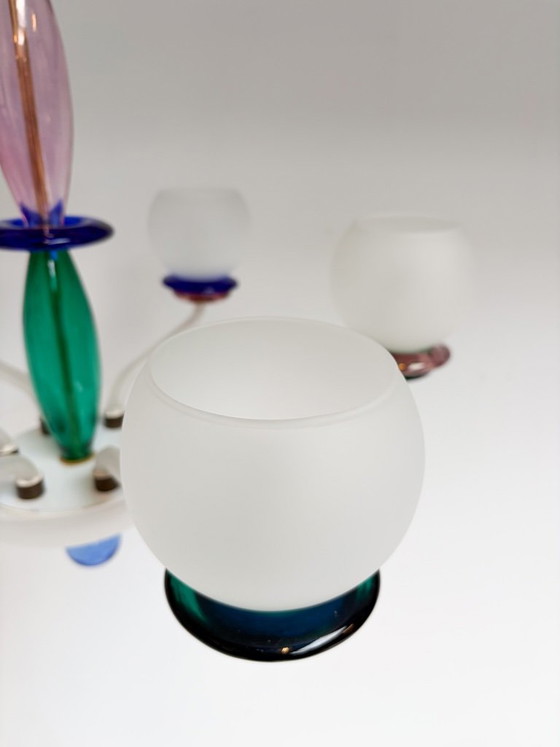 Lampadario italiano in vetro di Murano, anni '60, Metallo, Bianco, Postmodern (foto 12 di 15)