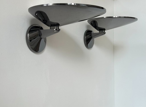 Coppia di applique vintage, metallo cromato, Italia 1970