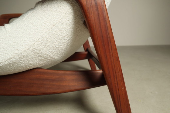 Image 1 of Chaise "Scoop" en teck avec ottoman par R.Huber & Co, 1960's