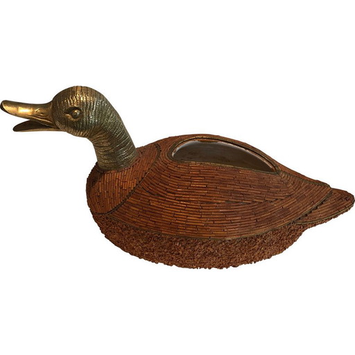 Vintage duck pocket in ceramic and brass by Tarzia Firenze, Italy 1970