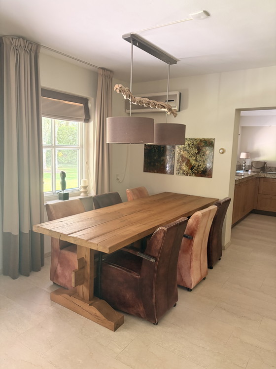 Super cool (like new) oak dining table with 8 chairs!! – Wood (photo 4 of 15)