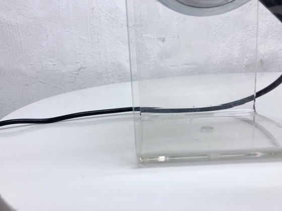 Image 1 of Small space age table lamp made of acrylic and chrome ball lamp 60s 70s